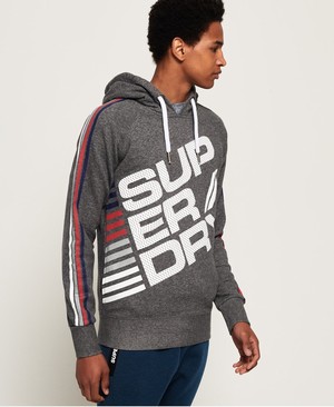 Superdry Diagonal Team Férfi Kapucnis Pulóver Szürke/Fehér | WBVMX4931